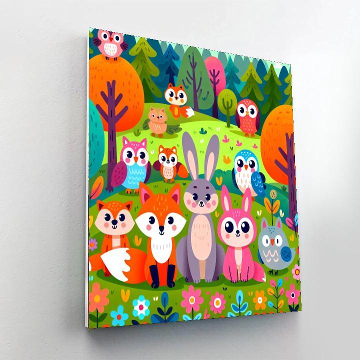 Fun In The Forest With Woodland Creatures Numbered Painting Kits