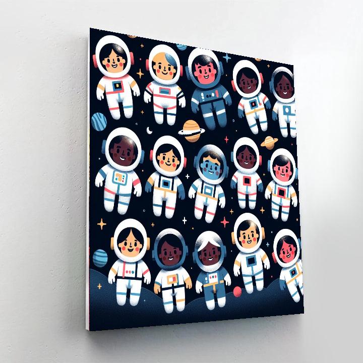 Astronauts' Cosmic Adventure Painting Number Kit
