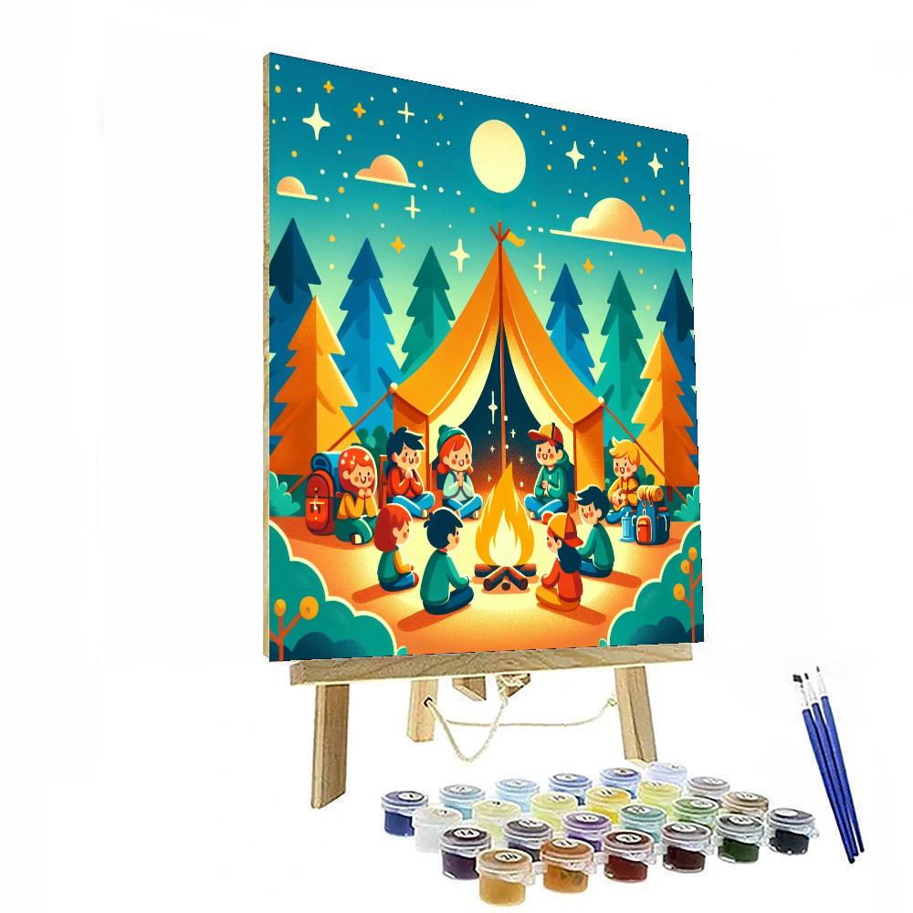 Cute Camper's Night Out Painting Number Kit