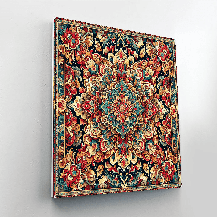 Ornate Persian Rug Design Painting Number Kit