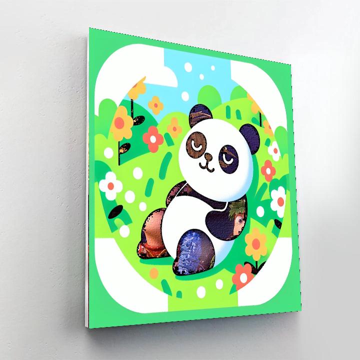 Panda's Peaceful Meadow Paint By Numbers Art