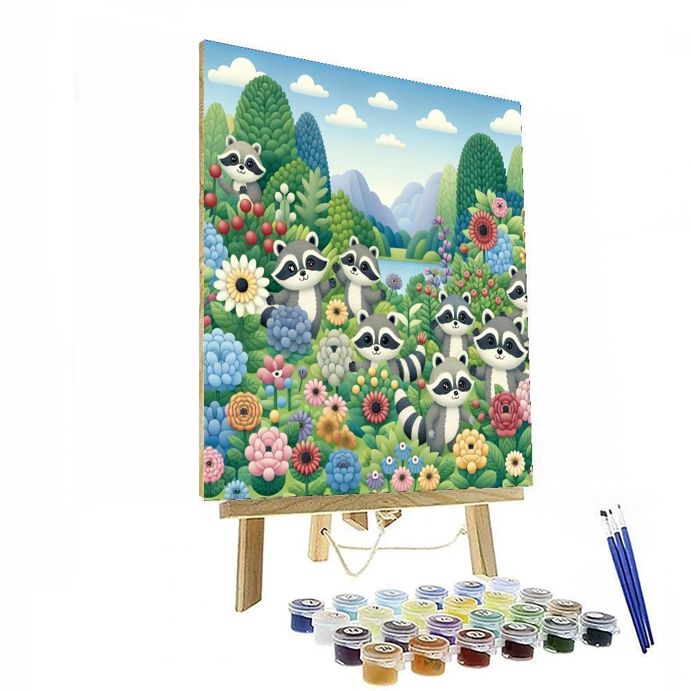 Rainbow Raccoons Numbered Painting Kits