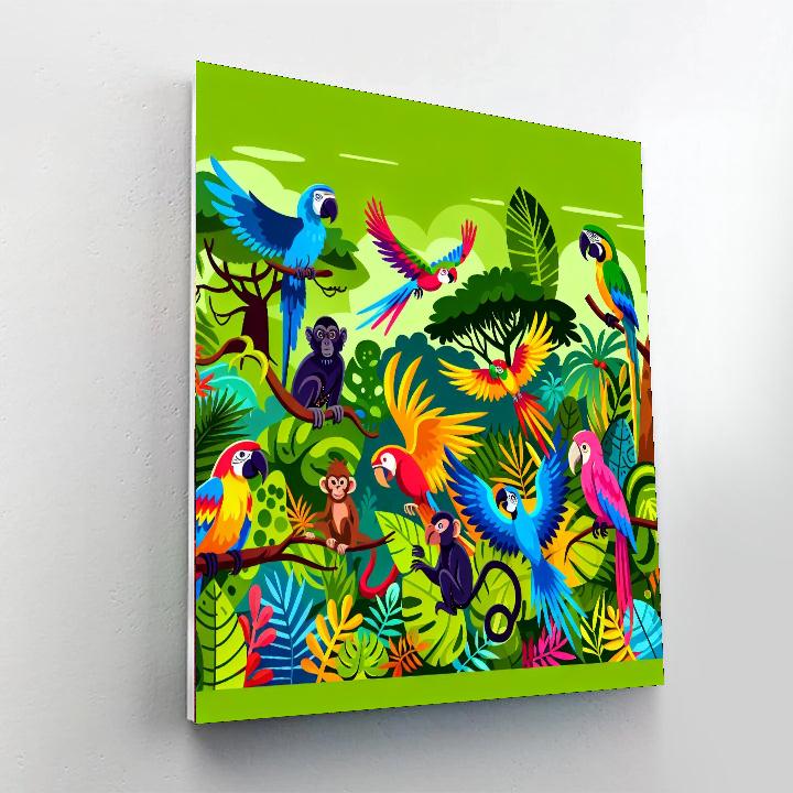 Cheerful Rainforest Encounter Paint By Numbers Art
