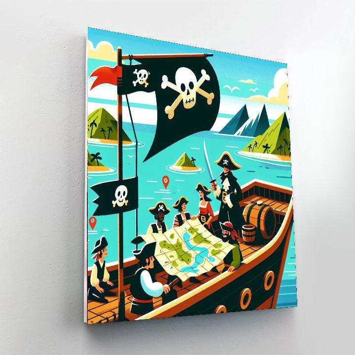 Pirate Ship Treasure Hunt Painting Number Kit