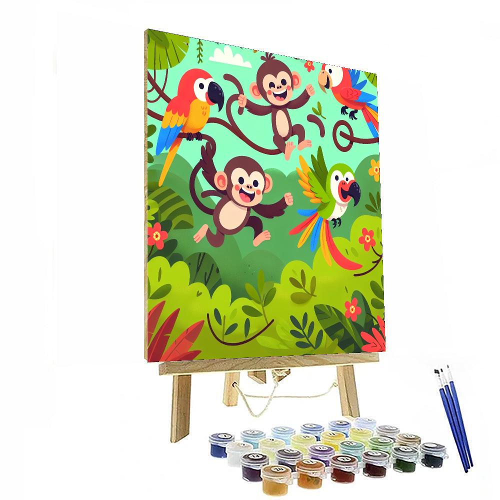 Jungle Jump-around Number Painting