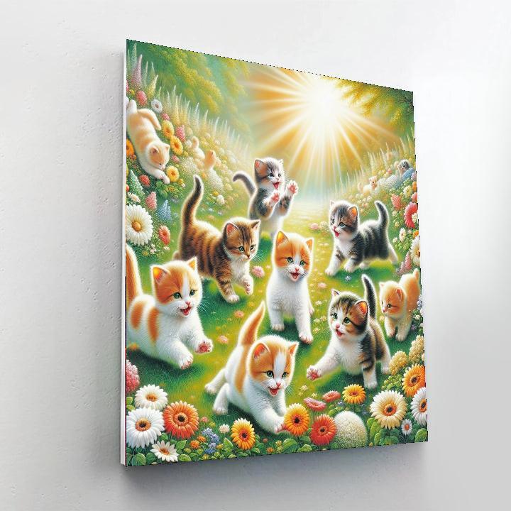 Playful Kittens In A Meadow Painting By Numbers Kit
