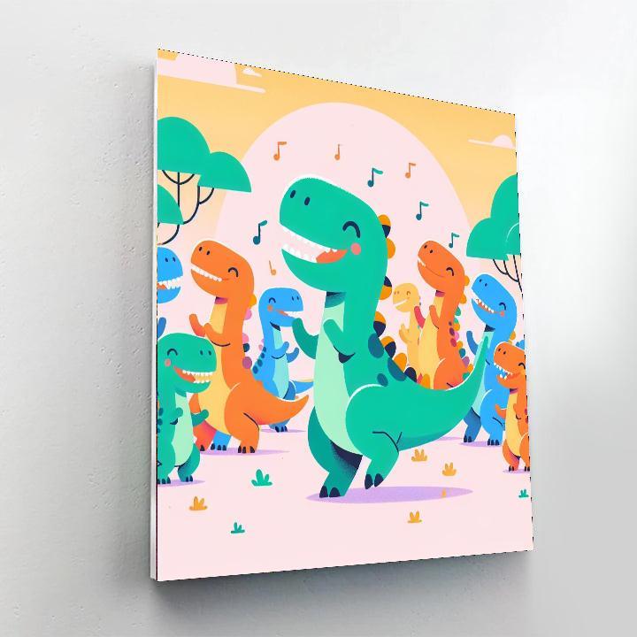 Friendly Dinosaur Dance Party Paint By Numbers Kits