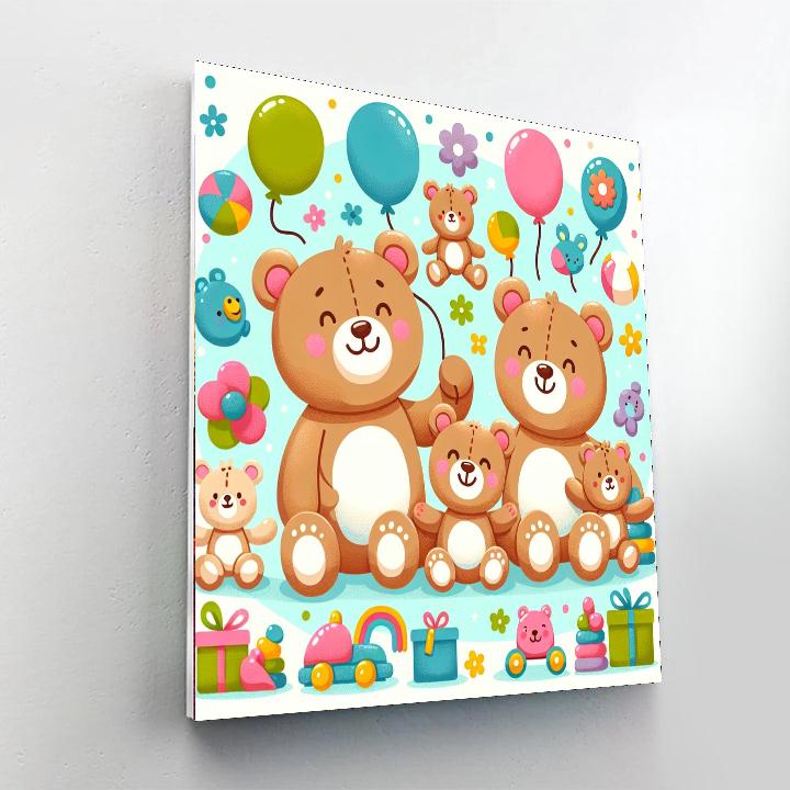 Cuddly Teddy Bear Family Numbered Painting Kits