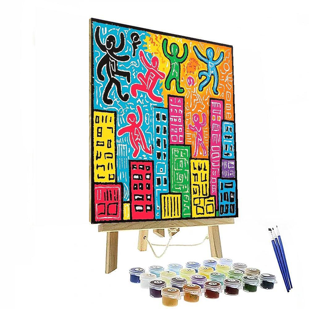 Keith Haring Inspired Kaleidoscope Of Whimsy  Numbered Painting Kits