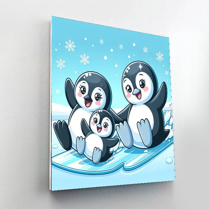 Playful Penguin Family Paint By Number