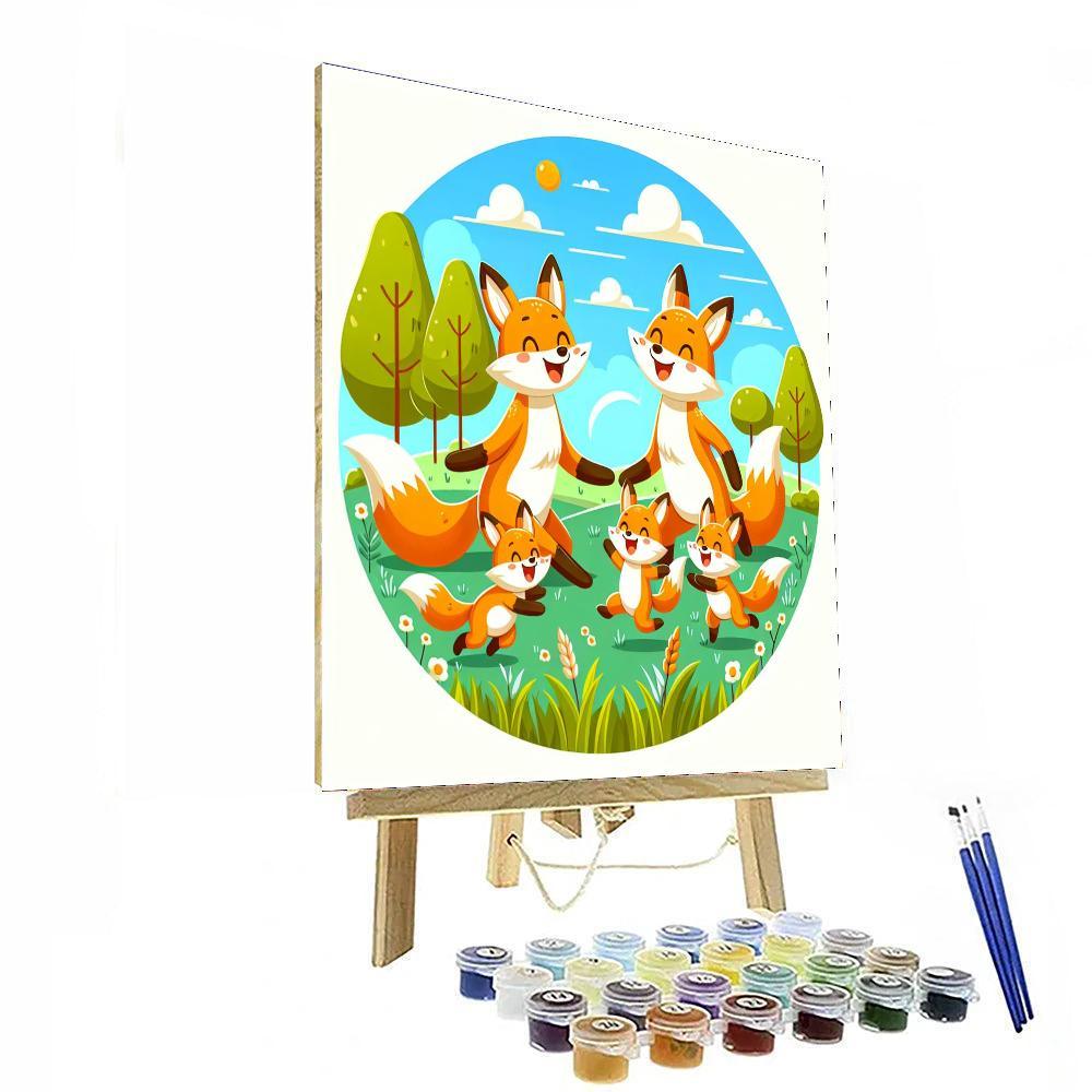 Frolicking Fox Family Paint By Number