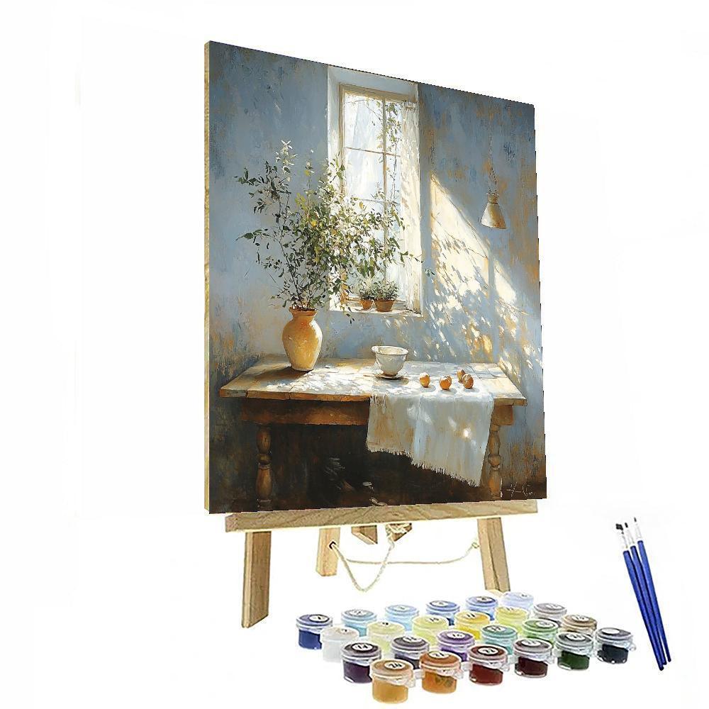 Johannes Vermeer Inspired Vermeer's Sunlit Serenity  Numbered Painting Kits