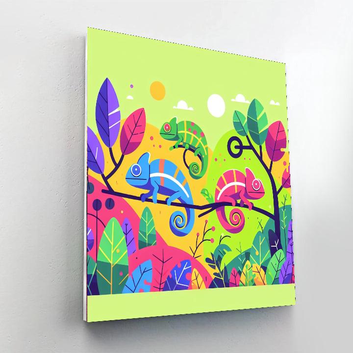 Charming Chameleon Hideaway Number Painting