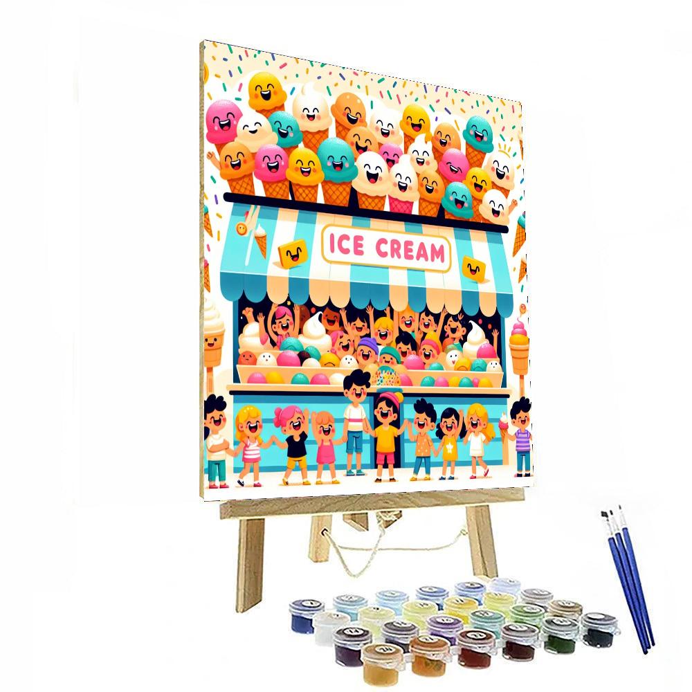 Cheery Ice Cream Shop Painting By Numbers Kit
