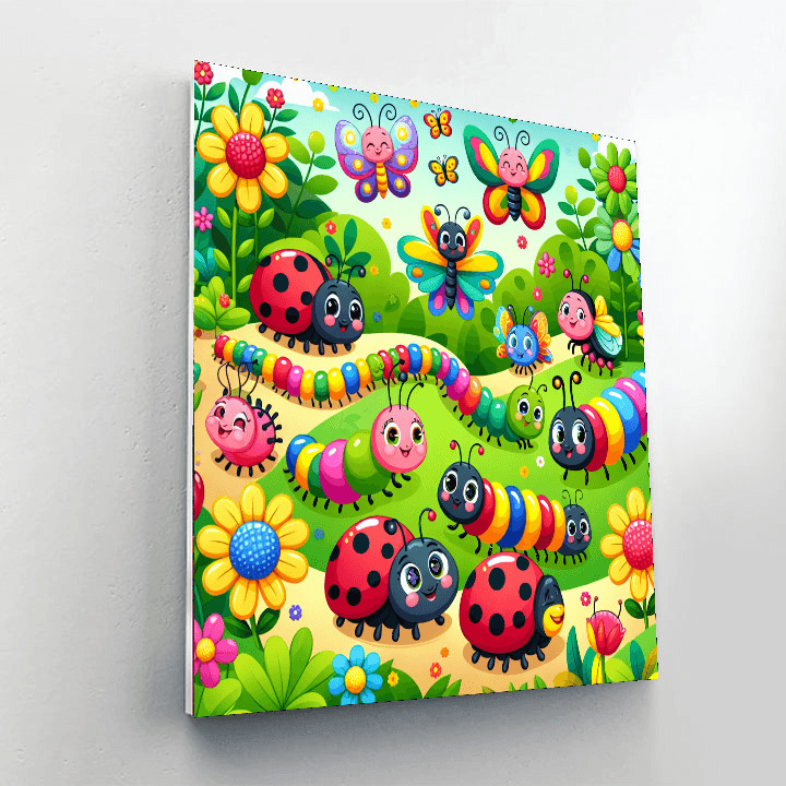 Colorful Bug Parade Number Painting