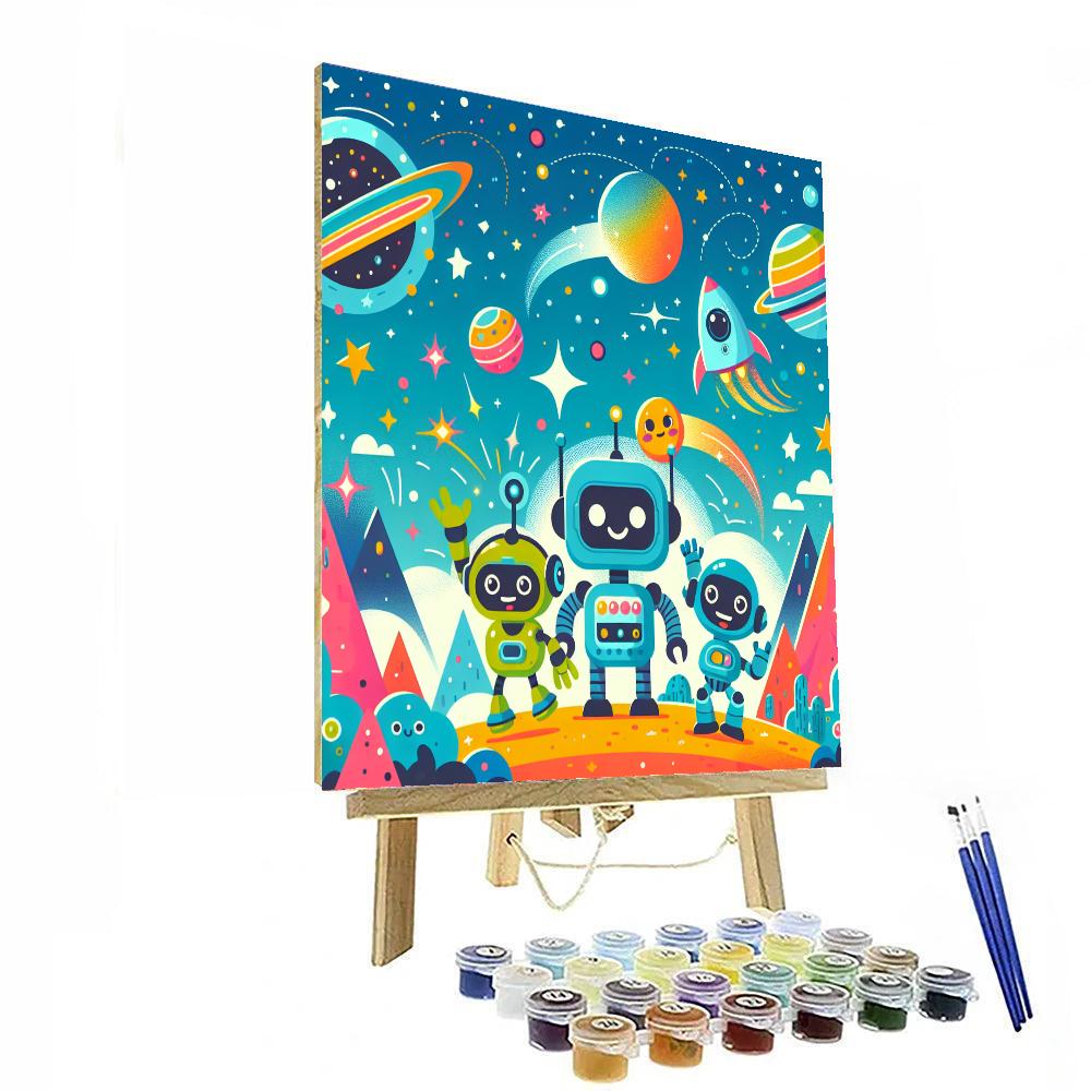 Space Robots Unite Number Painting