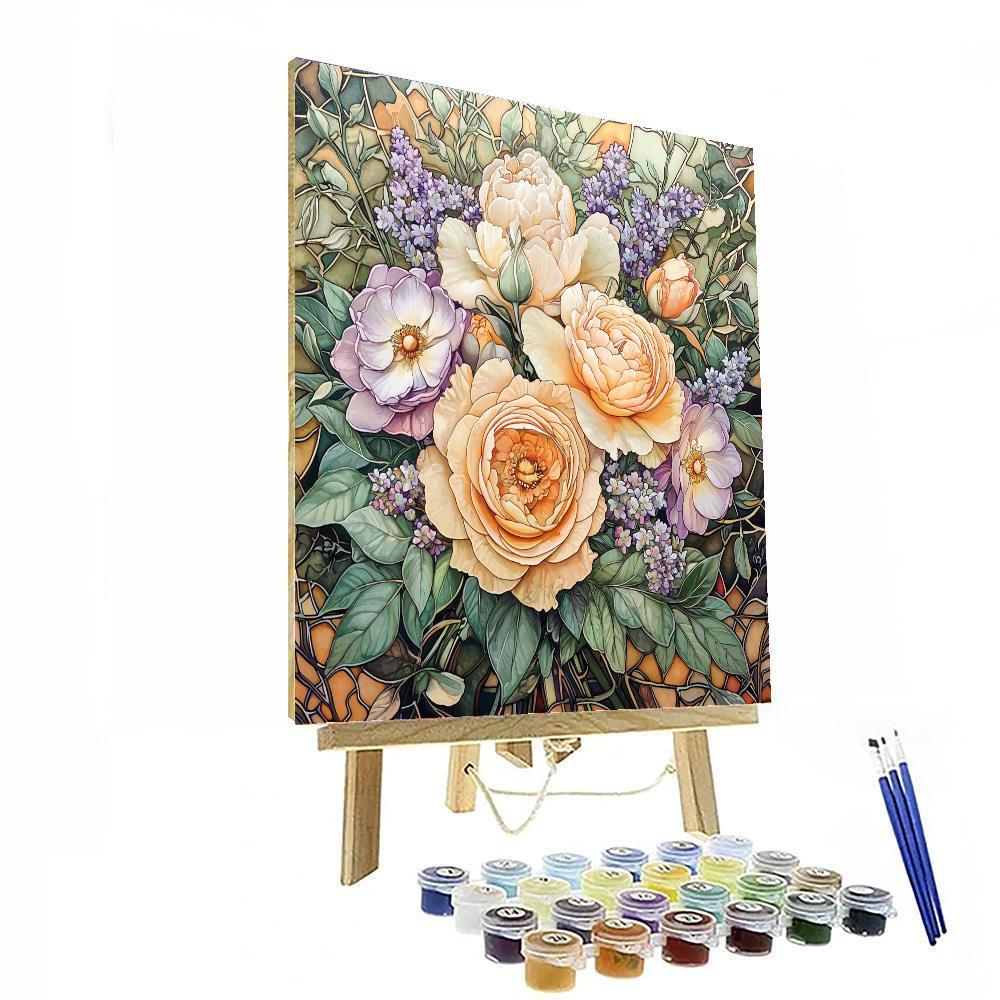 Alphonse Mucha Inspired Chic Art Nouveau Bouquet  Paint By Numbers