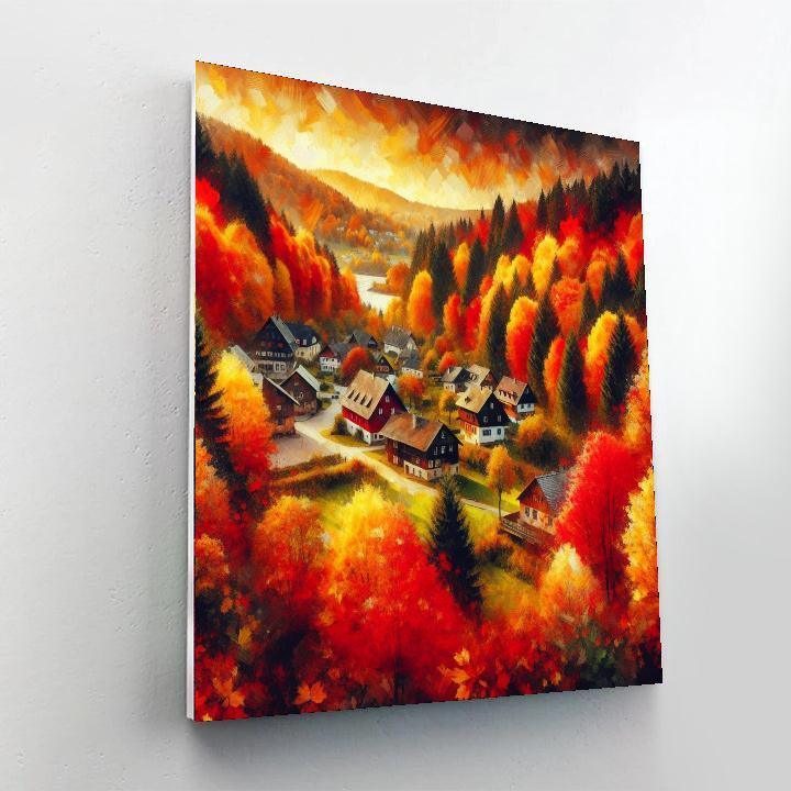 Charming Village In Fall Paint By Number