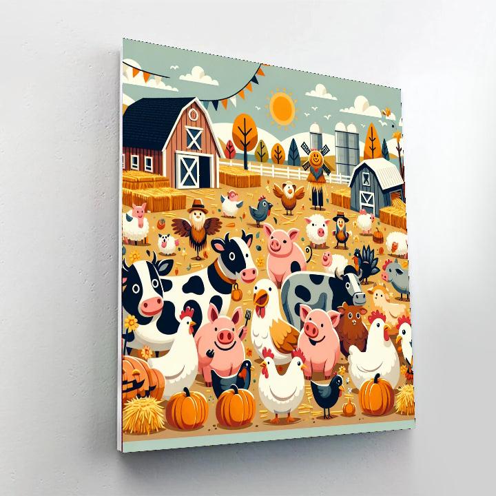 Festive Farmyard Frolic Paint By Numbers Art