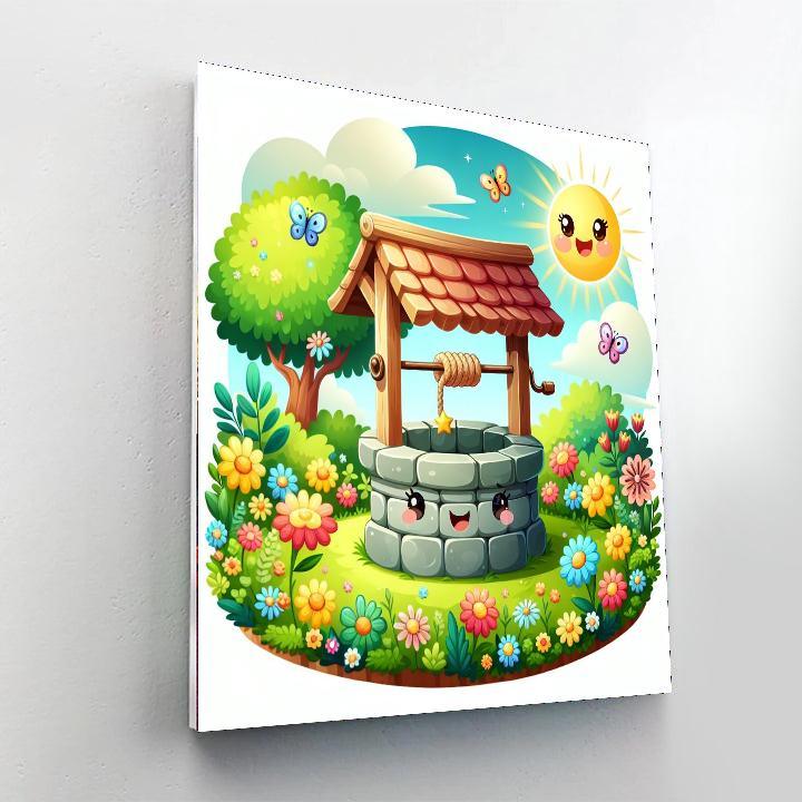 Whimsical Wishing Well DIY Paint By Numbers