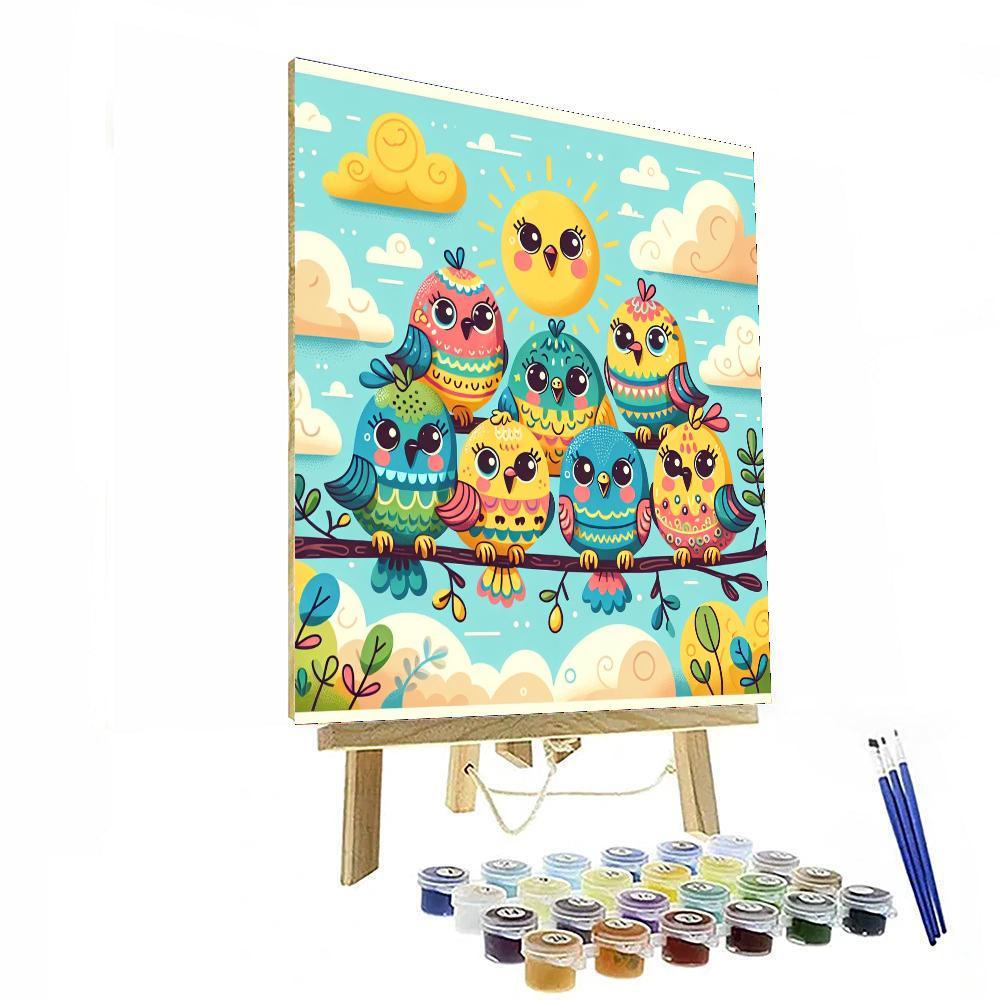 Chirpy Birds Gathering Paint By Numbers Art