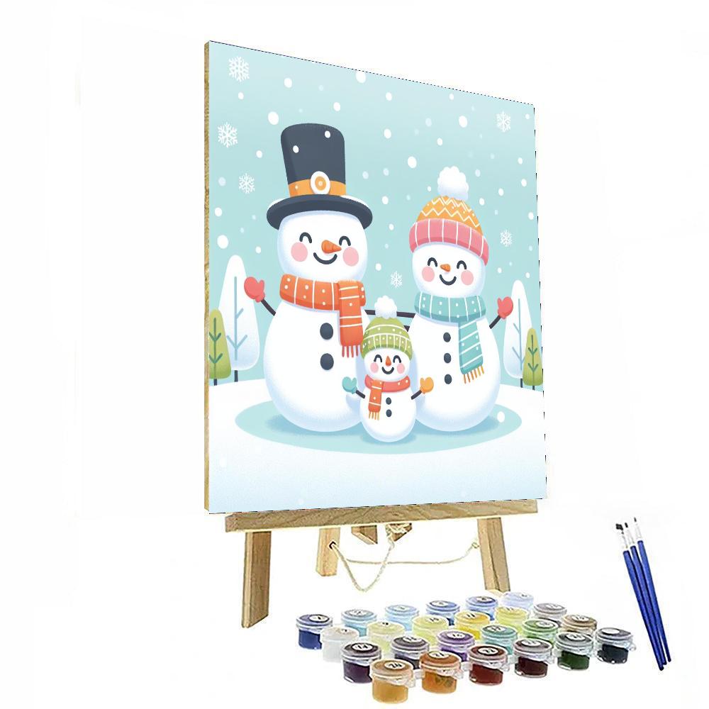 Sparkling Snowman Family DIY Paint By Numbers