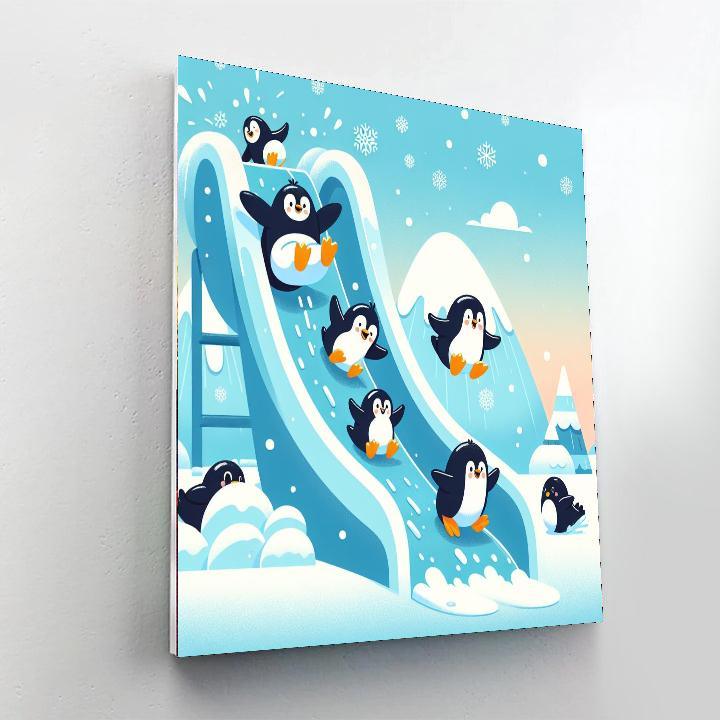 Snowy Penguin Playground Paint By Number