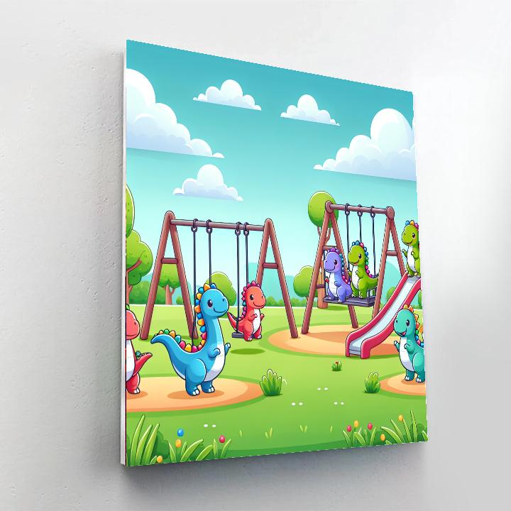 Cute Dinosaurs Playground Painting Number Kit