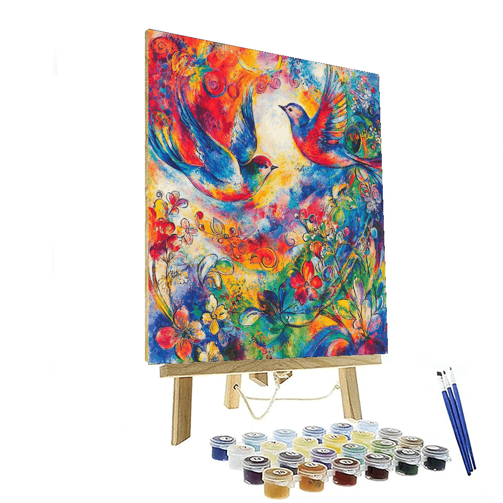 Chagall Inspired Whimsical Birds  Numbered Painting Kits