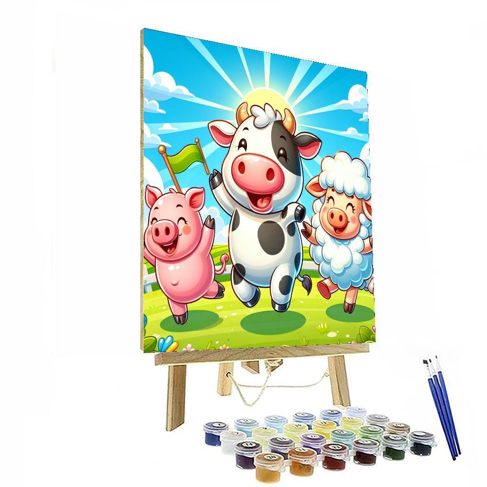Cute Farm Animal Parade Paint By Color