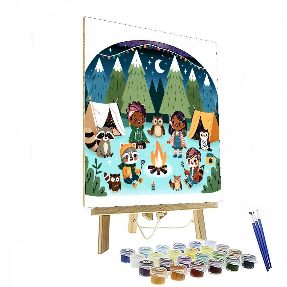 Forest Critter Campout Paint By Numbers Art