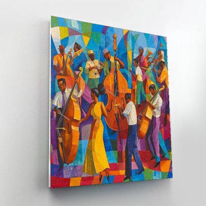 Romare Bearden Inspired Vibrant Jazz Festival  Number Painting