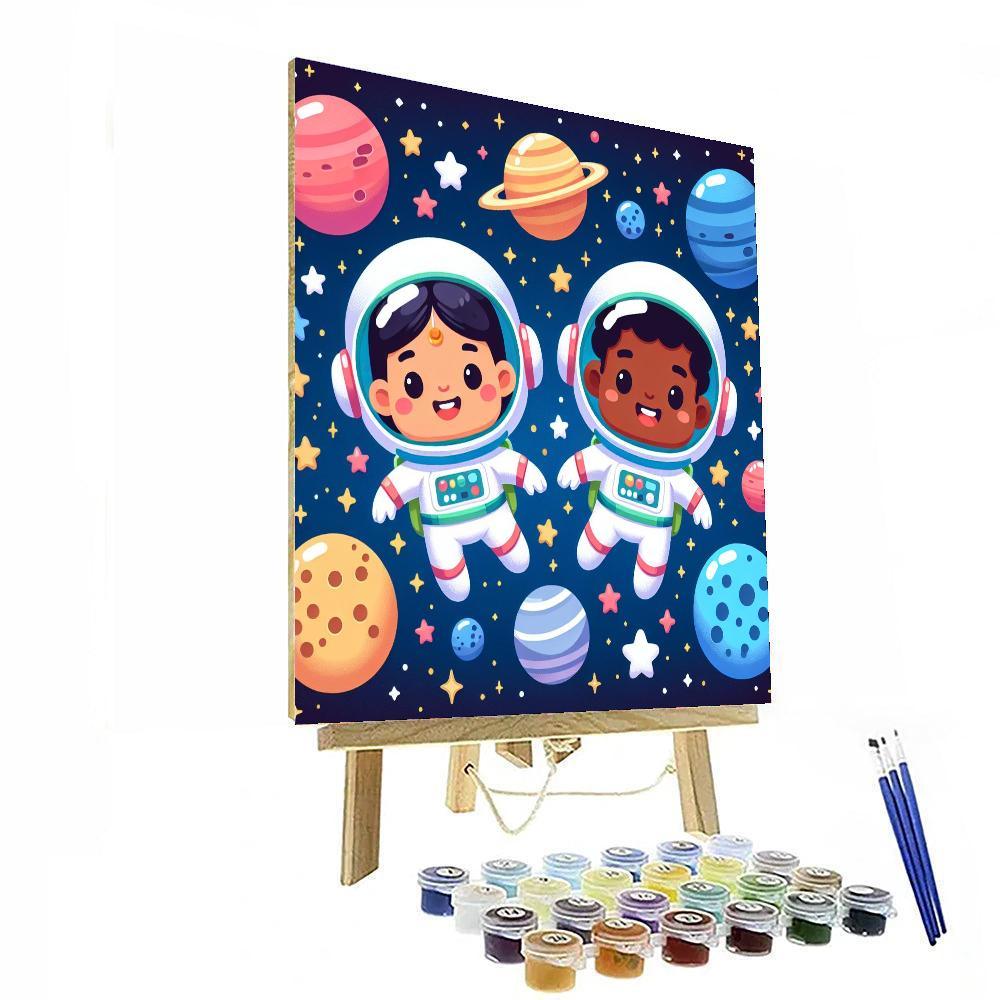 Cute Little Astronauts Painting By Numbers Kit