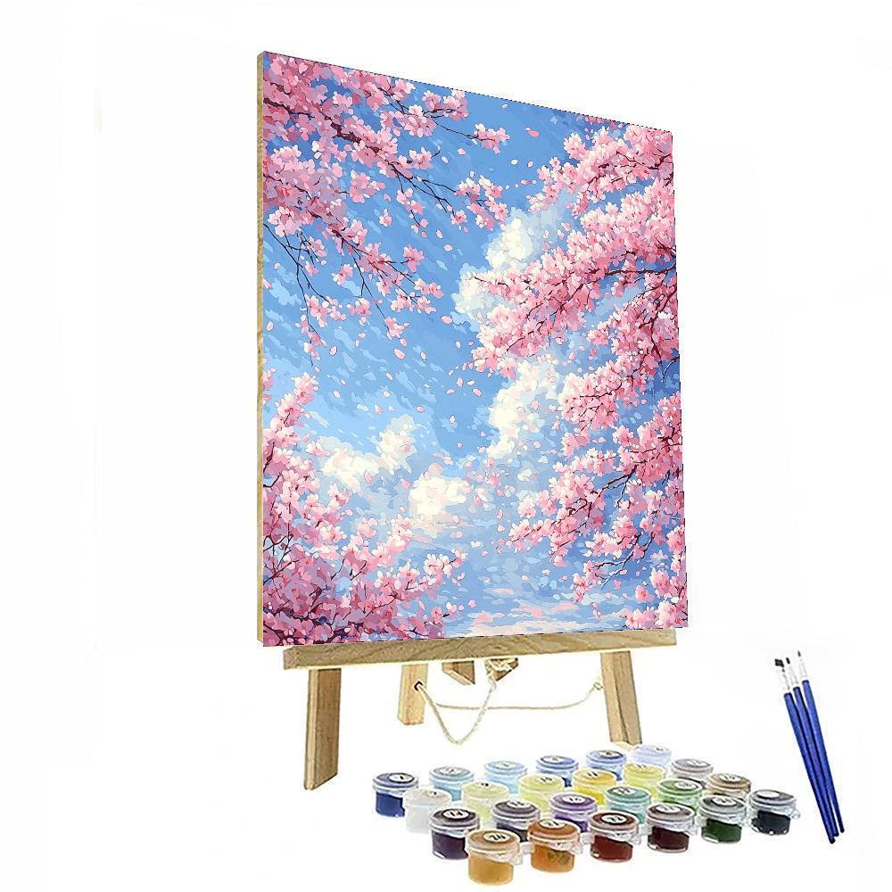 Utagawa Hiroshige Inspired Whispers Of Cherry Blossom  Number Painting