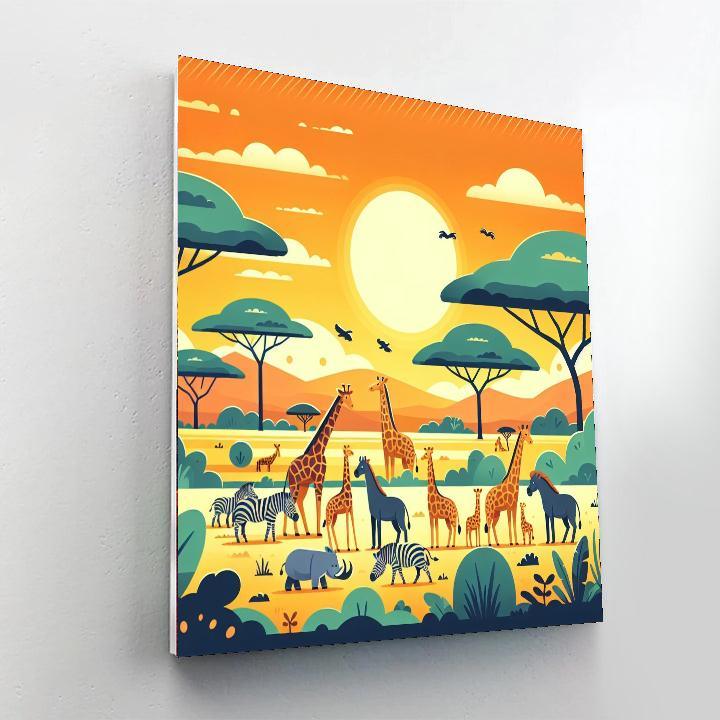 Safari Sunset Gathering Painting By Numbers Kit