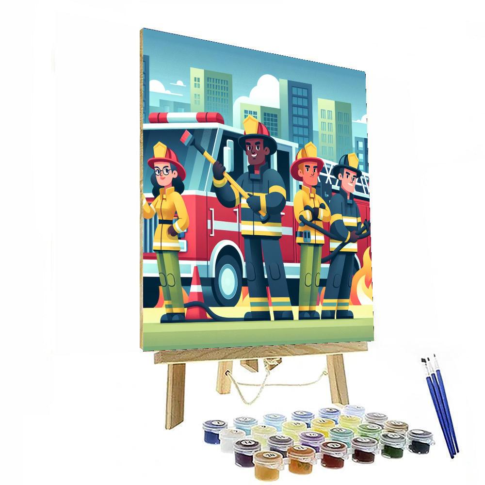 Friendly Firefighter Heroes Painting By Numbers Kit
