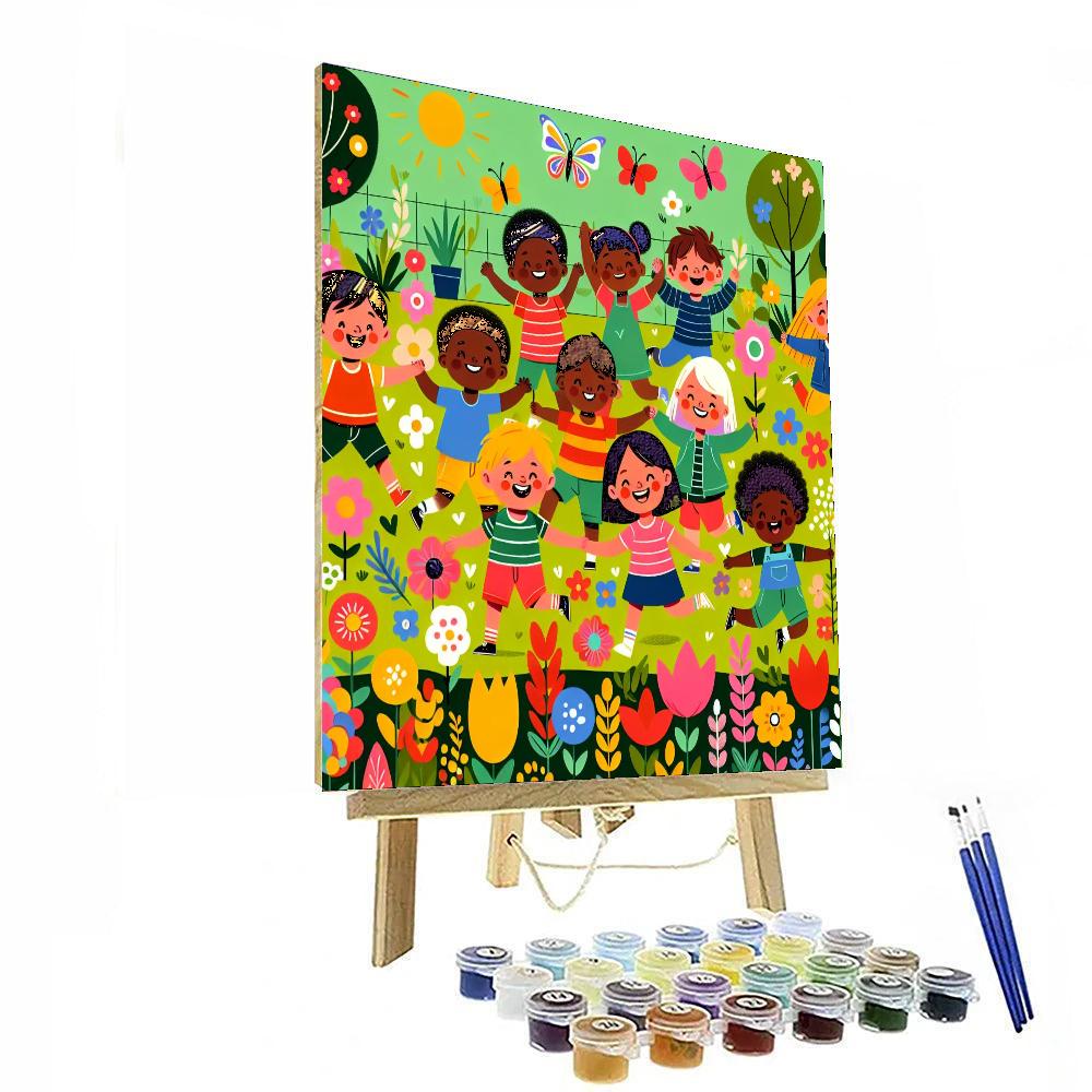 Sunny Garden Playdate Paint By Numbers Art