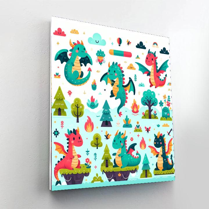 Charming Dragons Numbered Painting Kits