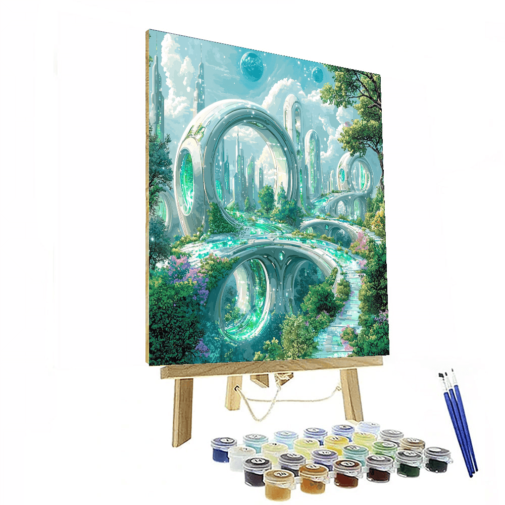 Syd Mead Inspired Futuristic Landscape - DIY Painting By Numbers Kit