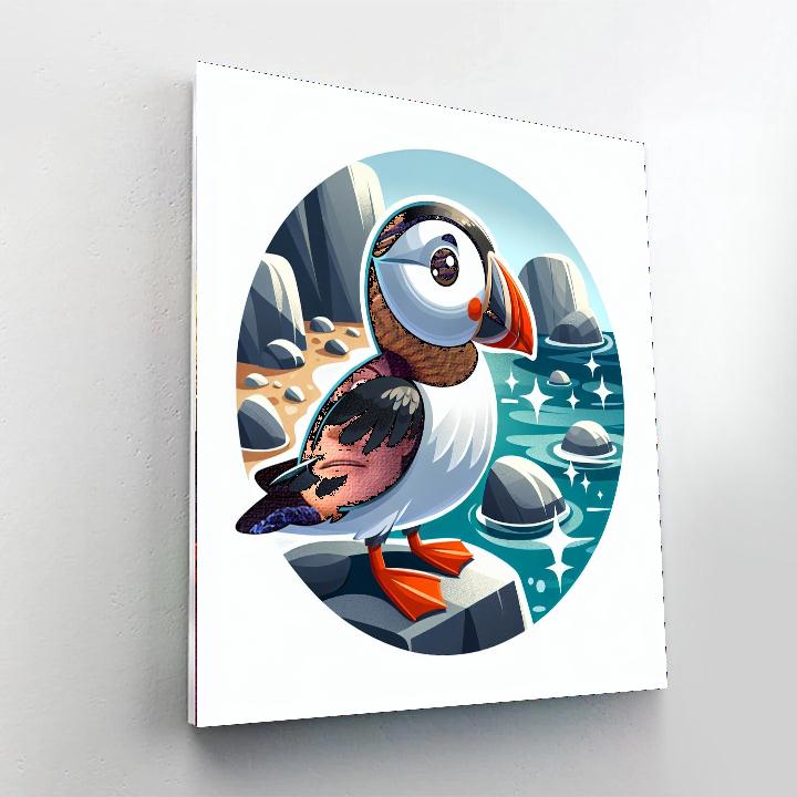 Pondering Puffin Paint By Numbers Art