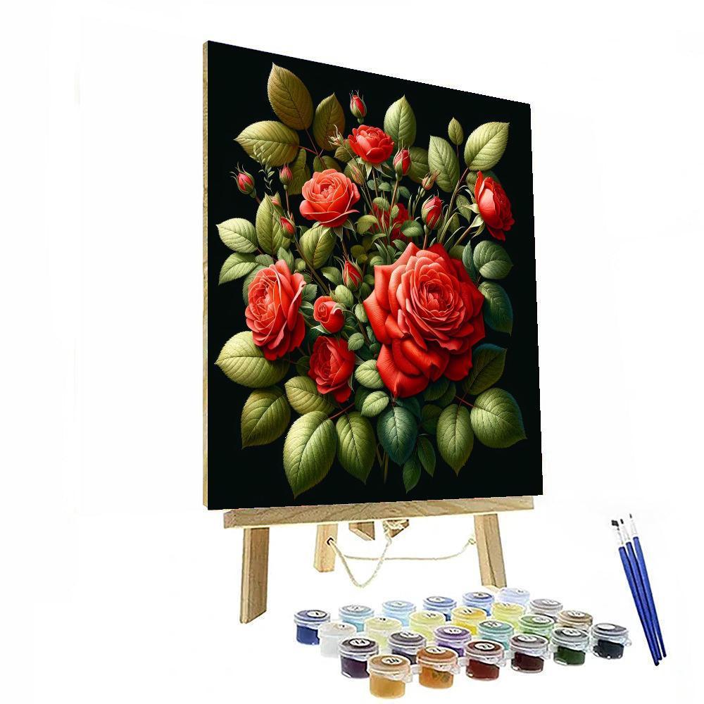 Radiant Red Rose Delight Paint By Numbers Art