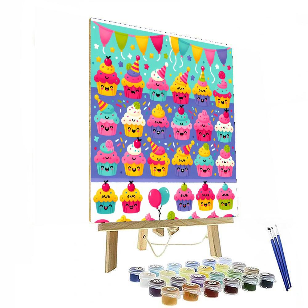 Cheery Cupcake Party Numbered Painting Kits
