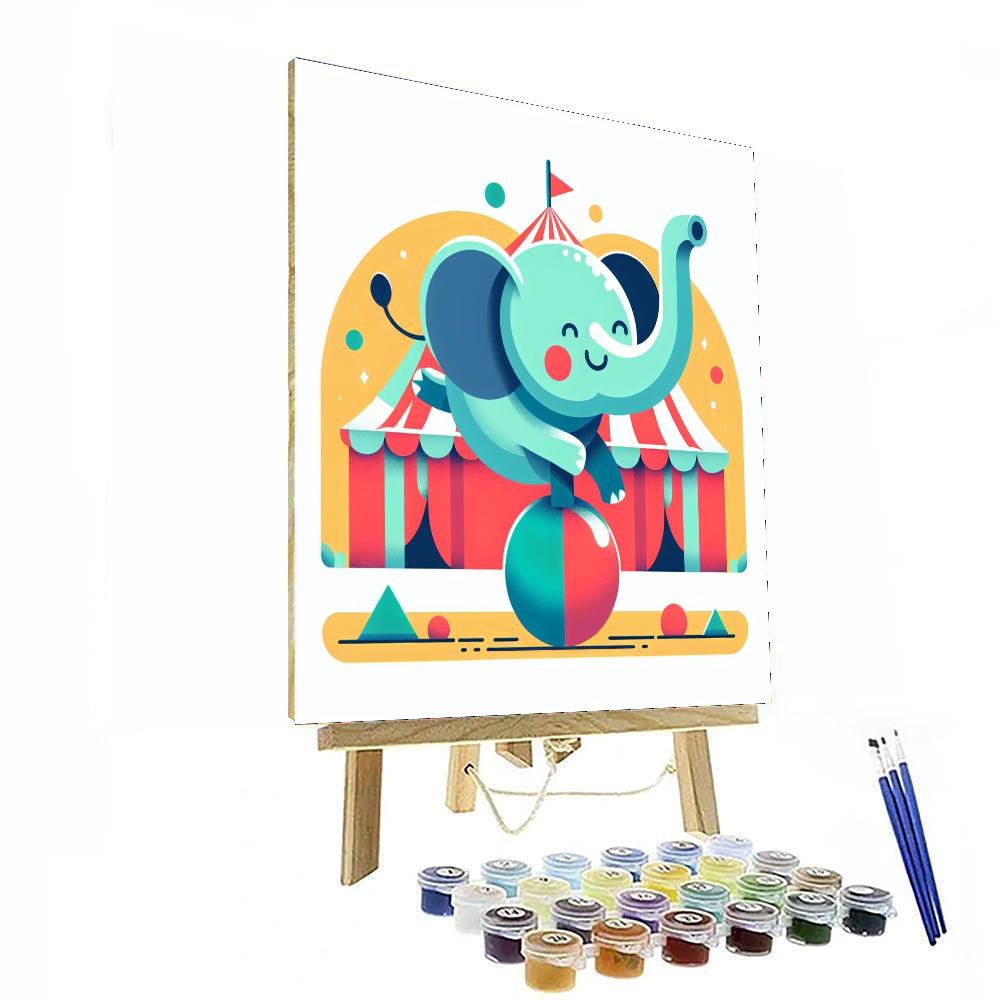 Cheerful Circus Elephant Numbered Painting Kits