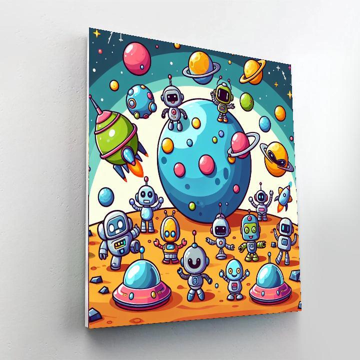 Outer Space Robot Party Numbered Painting Kits