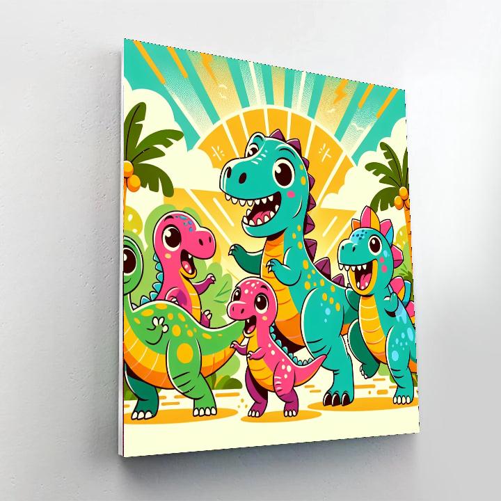 Cheery Dinosaur Dance Painting By Numbers Kit