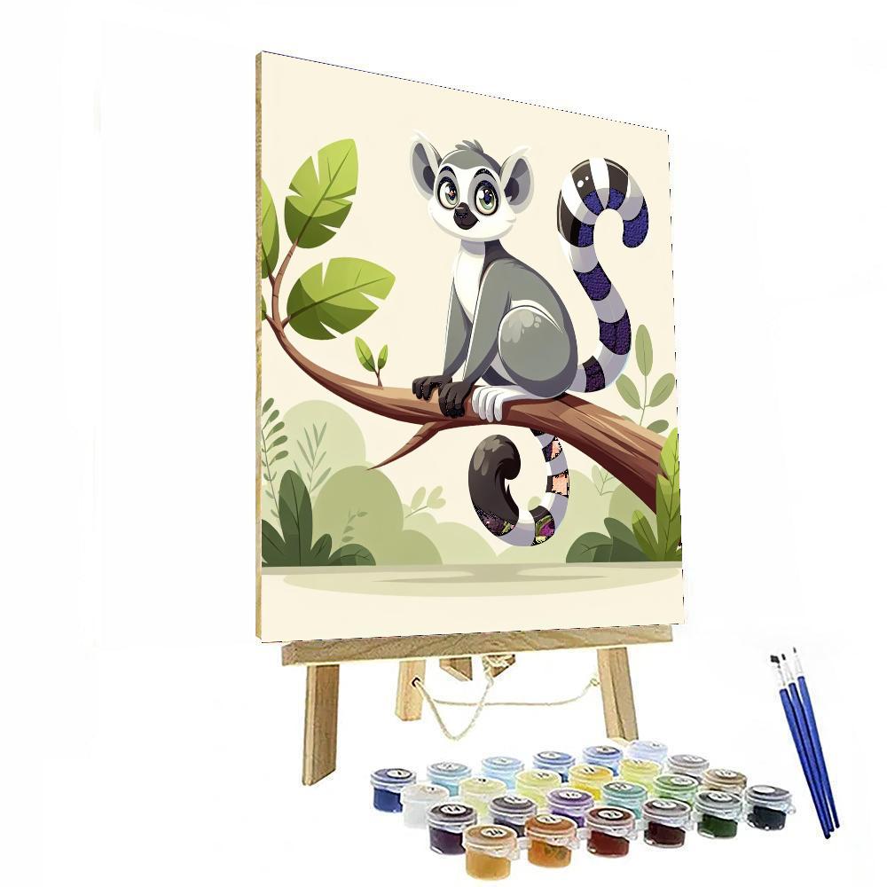Radiant Ring-tailed Lemur Paint By Numbers Art