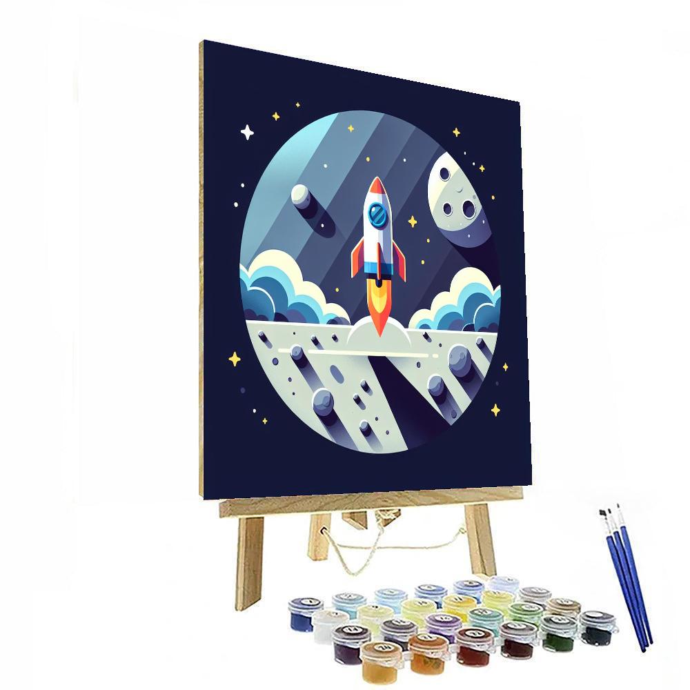 Rocket To The Moon Adventure Paint By Color