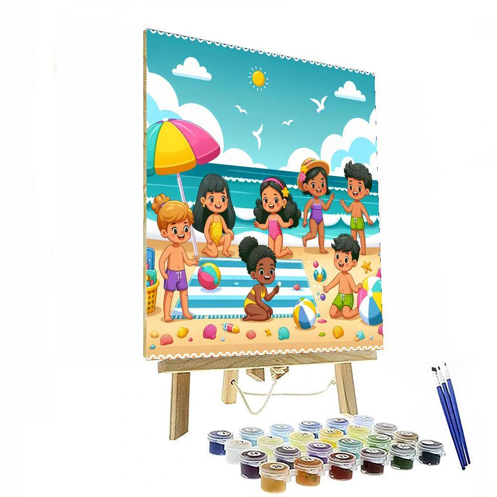 Playful Beach Day Number Painting