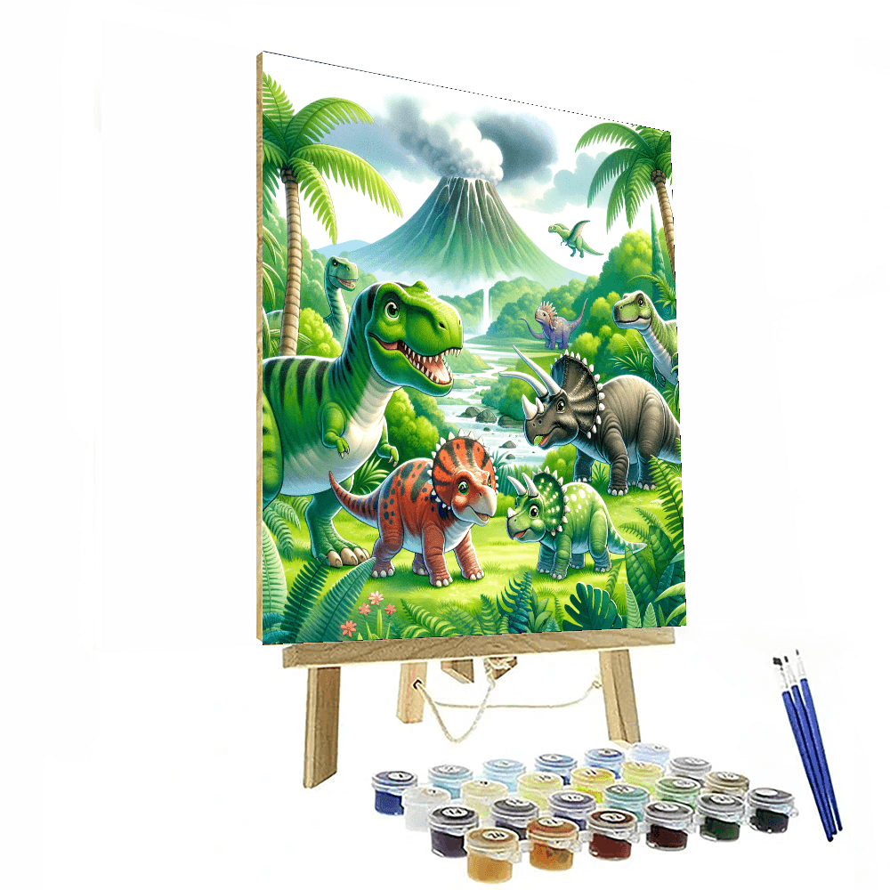 Friendly Dinosaur Park - DIY Painting By Numbers Kit