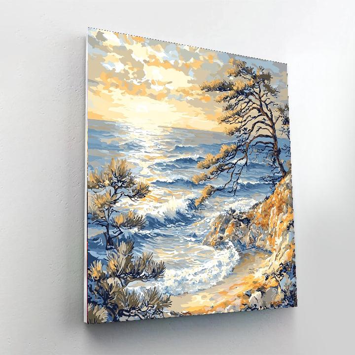 Utagawa Hiroshige Inspired Whispering Pines And Tranquil Sea  Number Painting